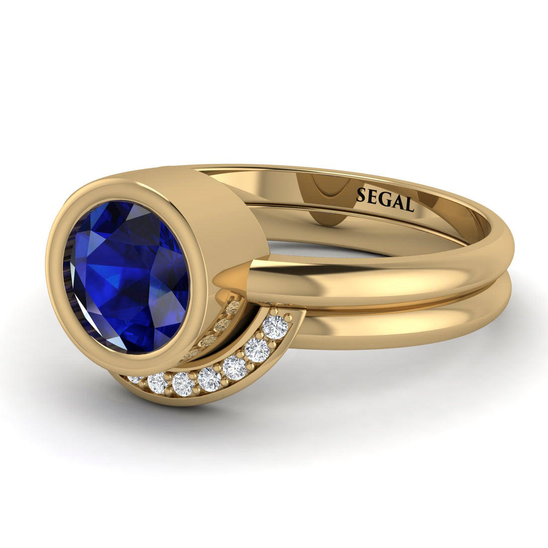 Bezel Sapphire Bridal Set - Emerson No. 13